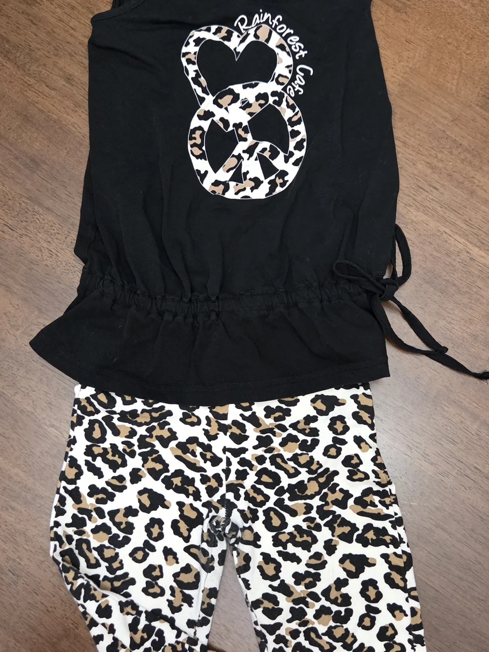 RAINFOREST Cafe Black Kids Tank with Leopard Print Accent